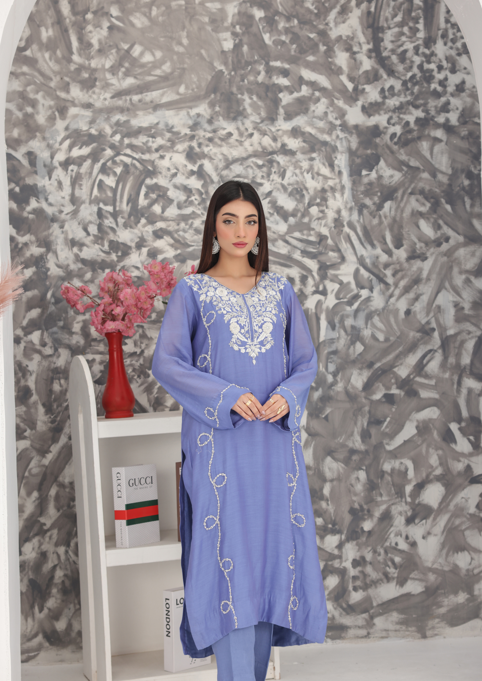 Periwinkle Blue Embroidered Handwork