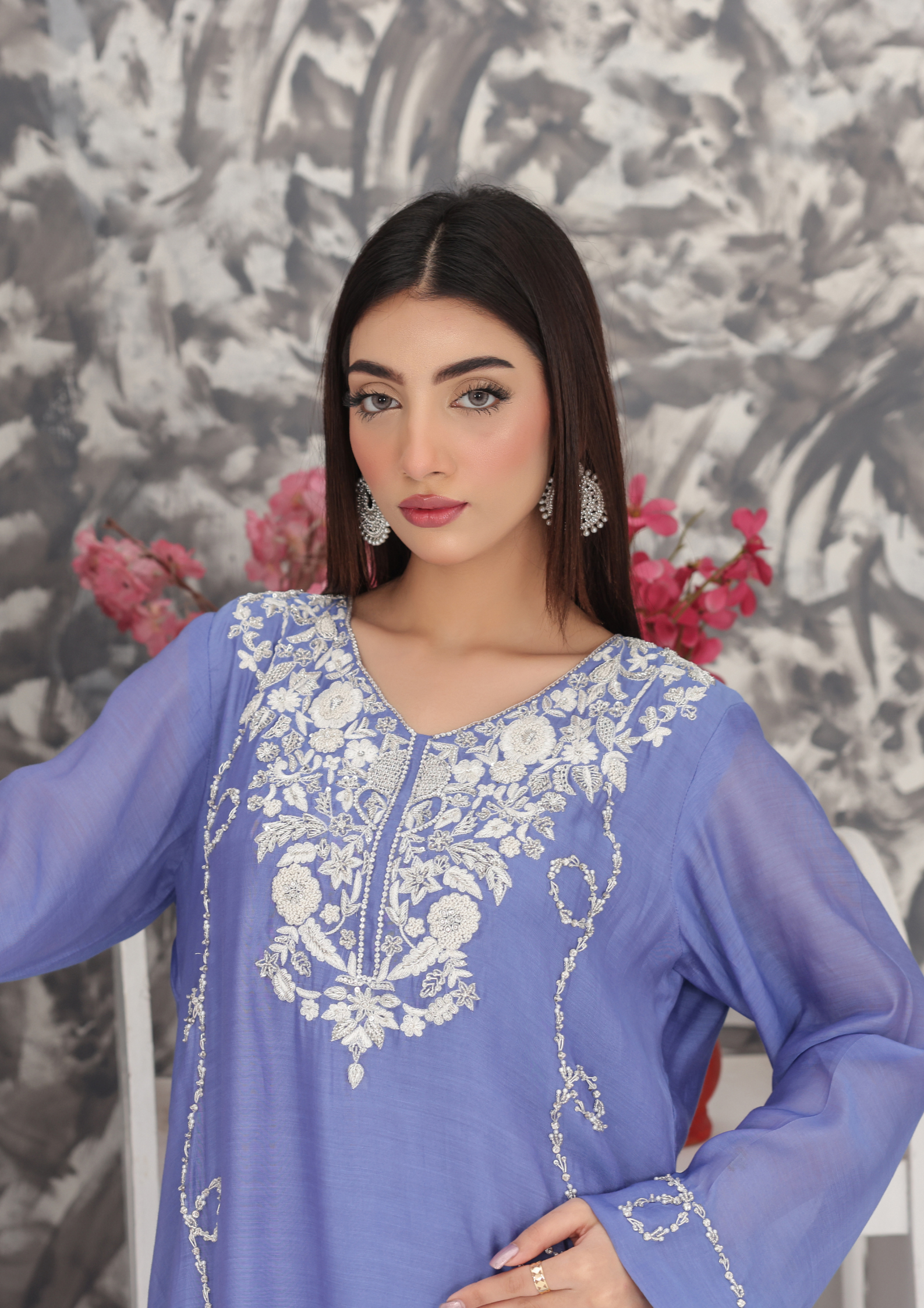 Periwinkle Blue Embroidered Handwork