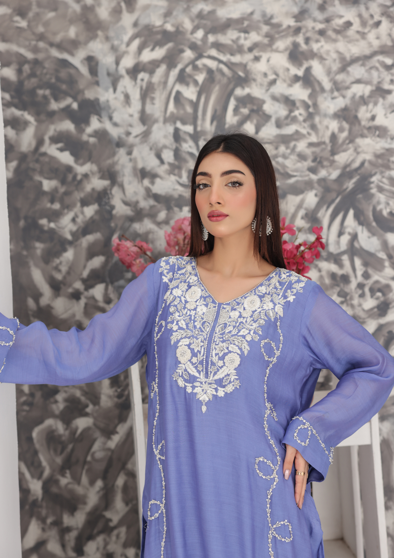 Periwinkle Blue Embroidered Handwork