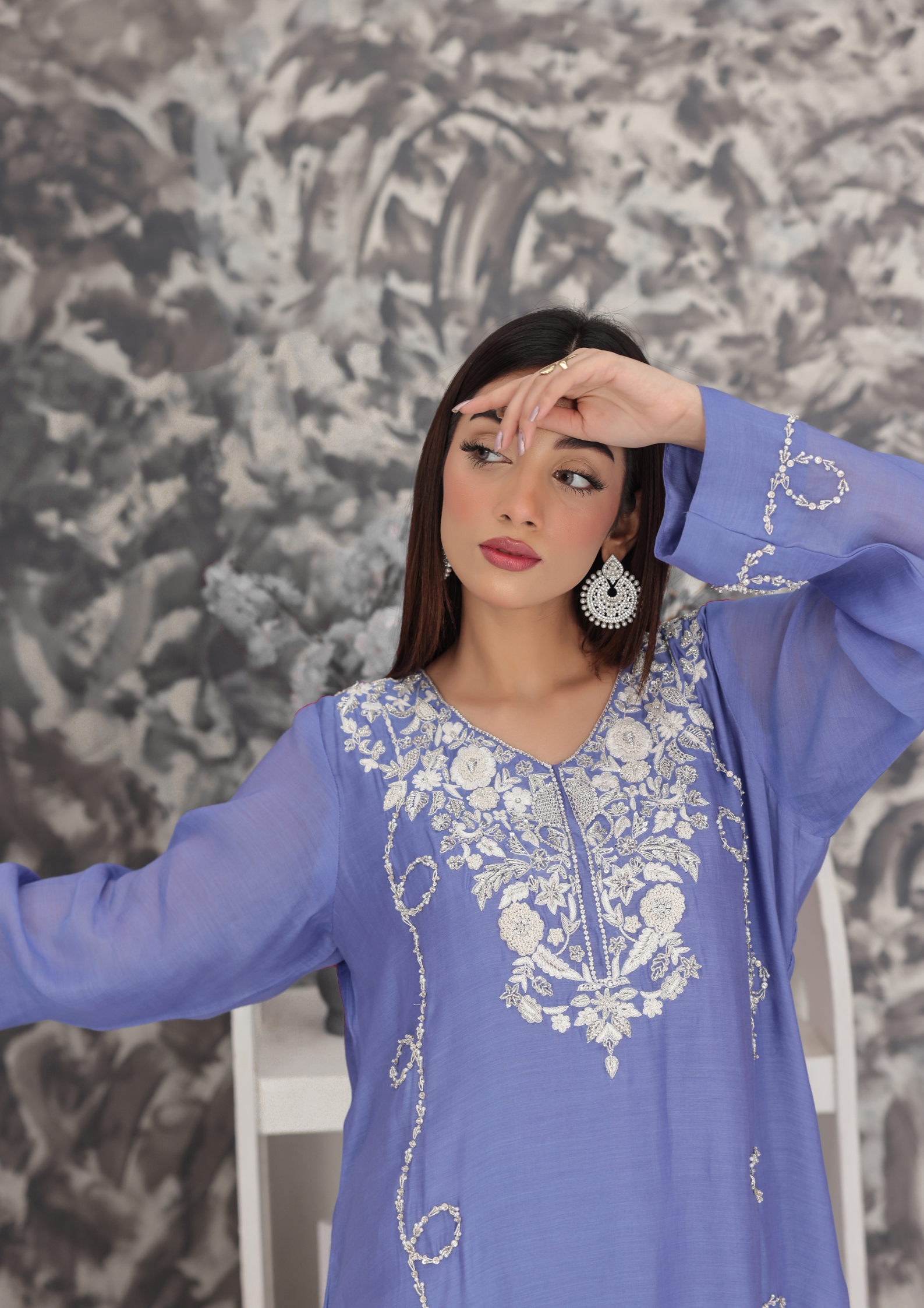 Periwinkle Blue Embroidered Handwork