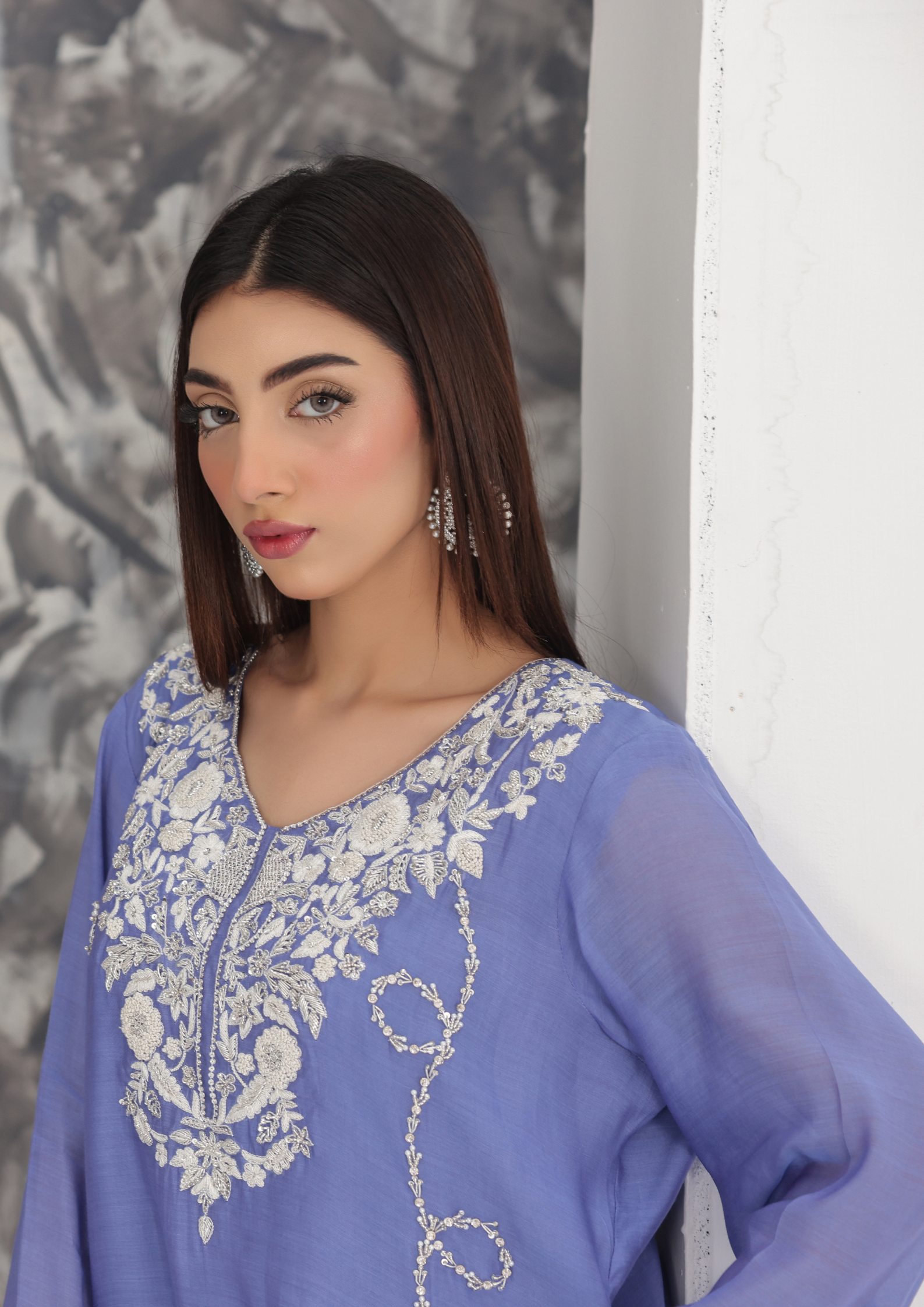 Periwinkle Blue Embroidered Handwork