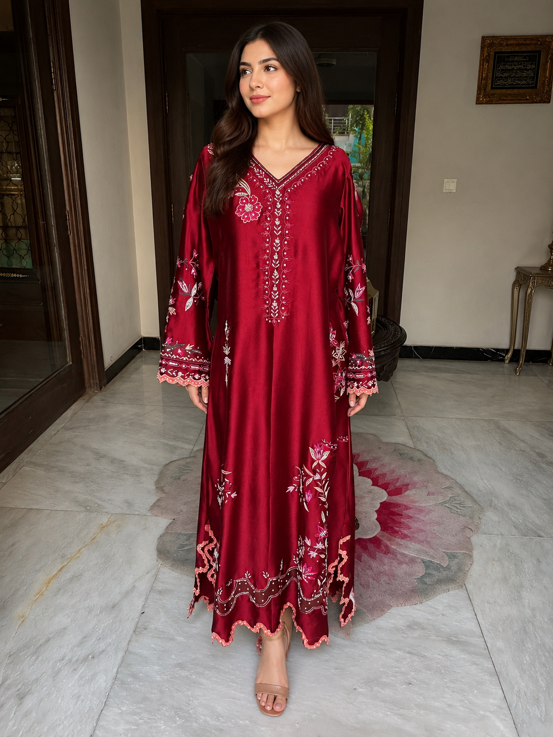 Ruby Red Handworked Kaftan