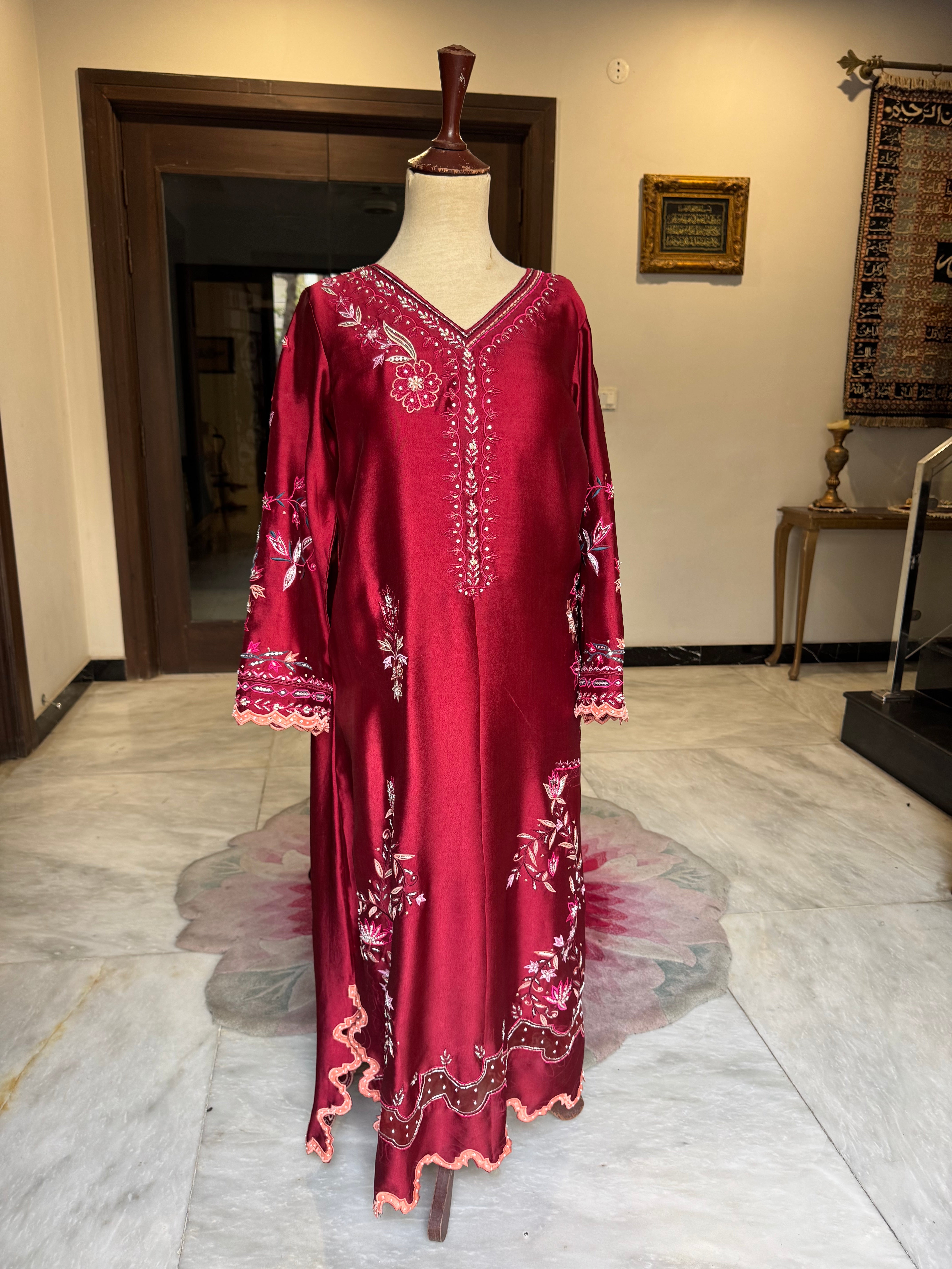 Ruby Red Handworked Kaftan