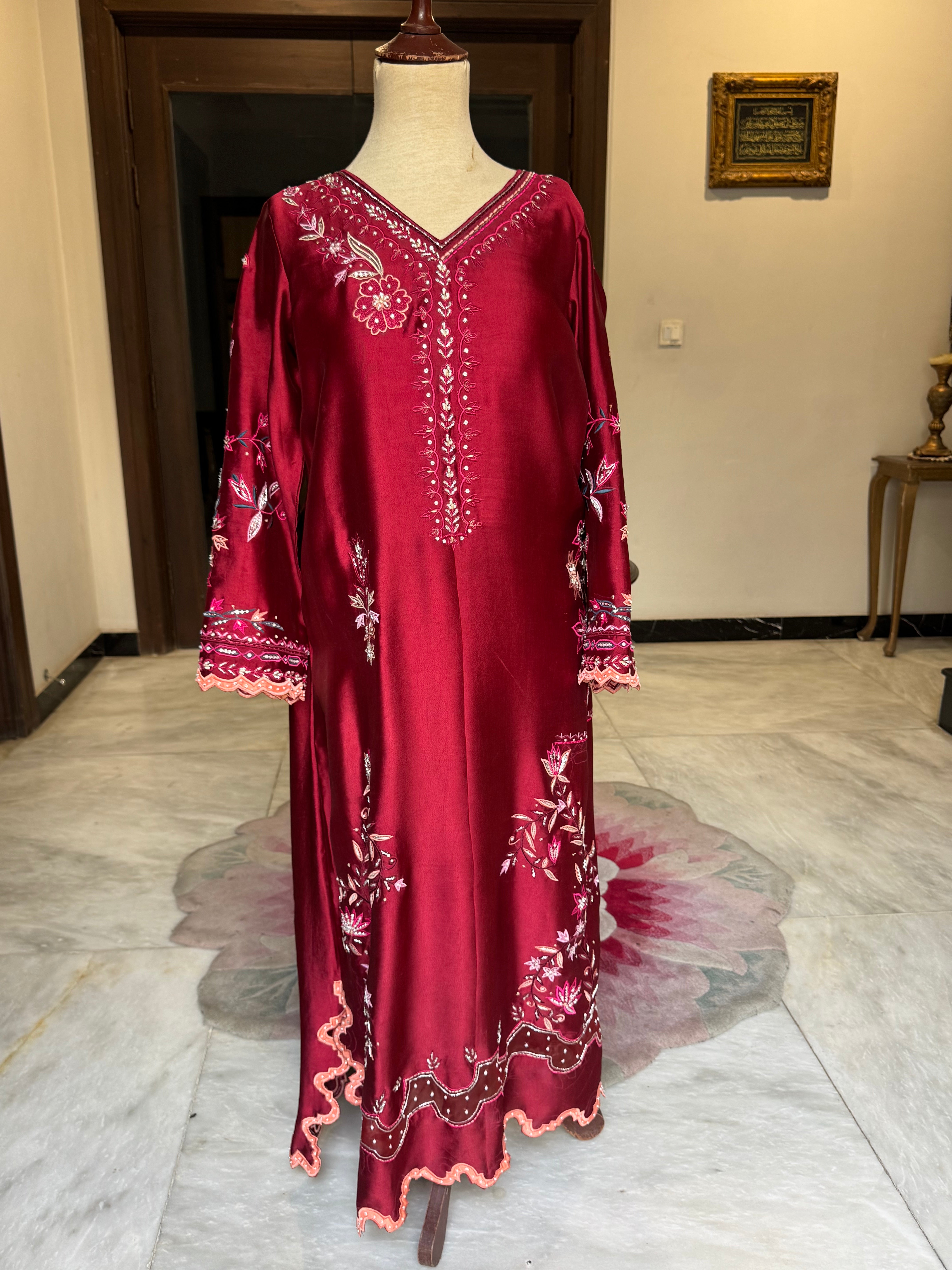 Ruby Red Handworked Kaftan