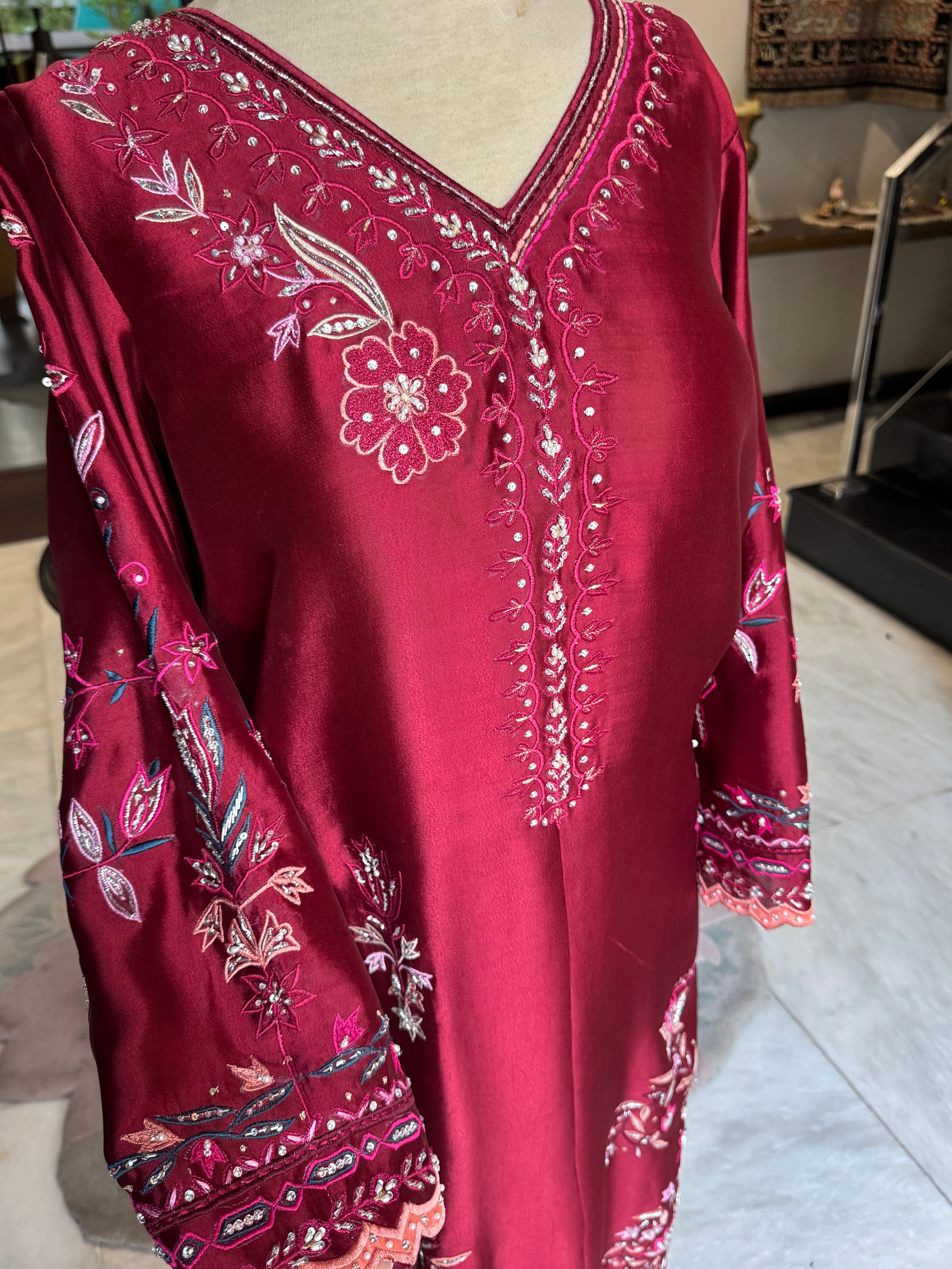 Ruby Red Handworked Kaftan