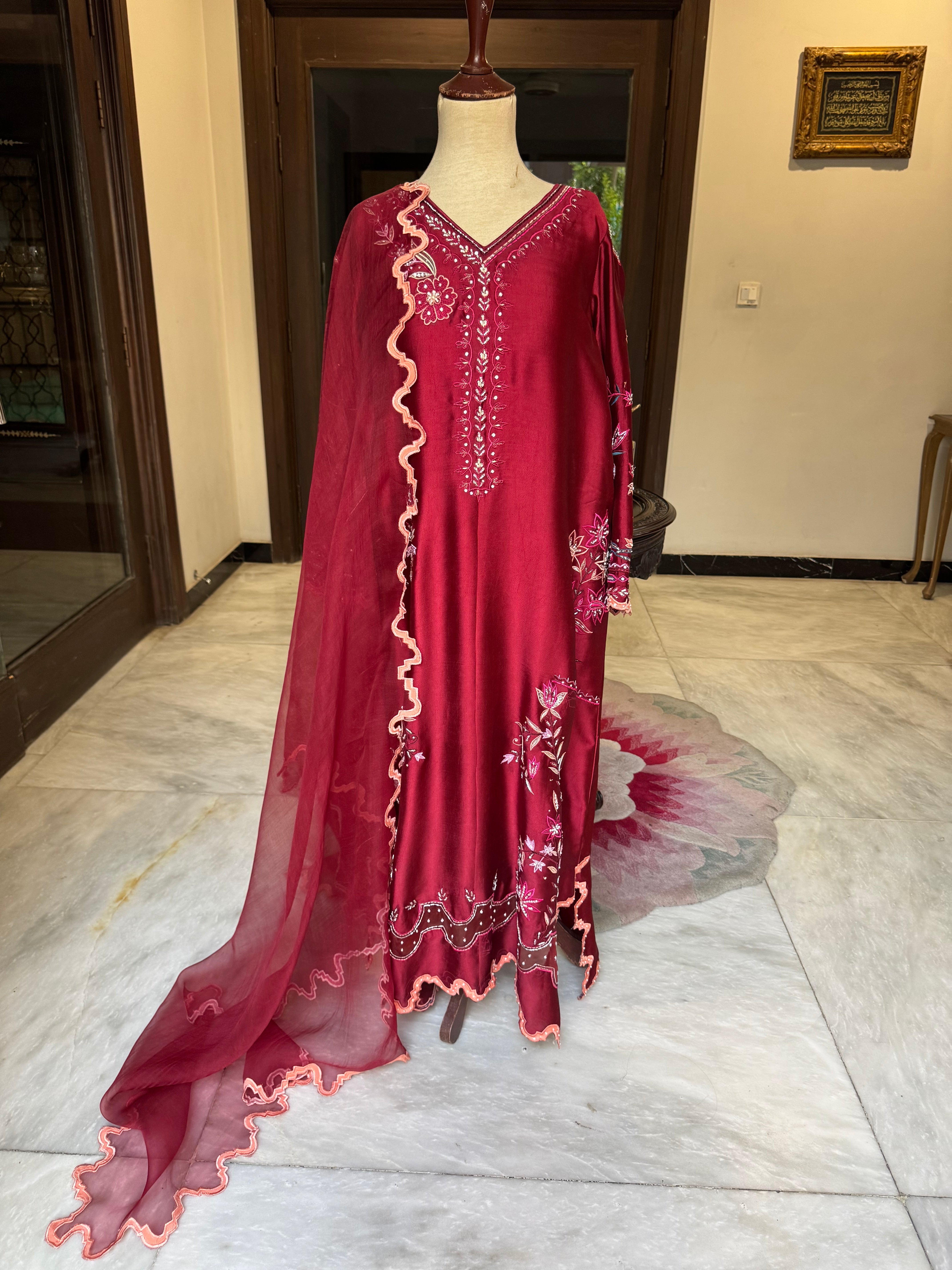 Ruby Red Handworked Kaftan