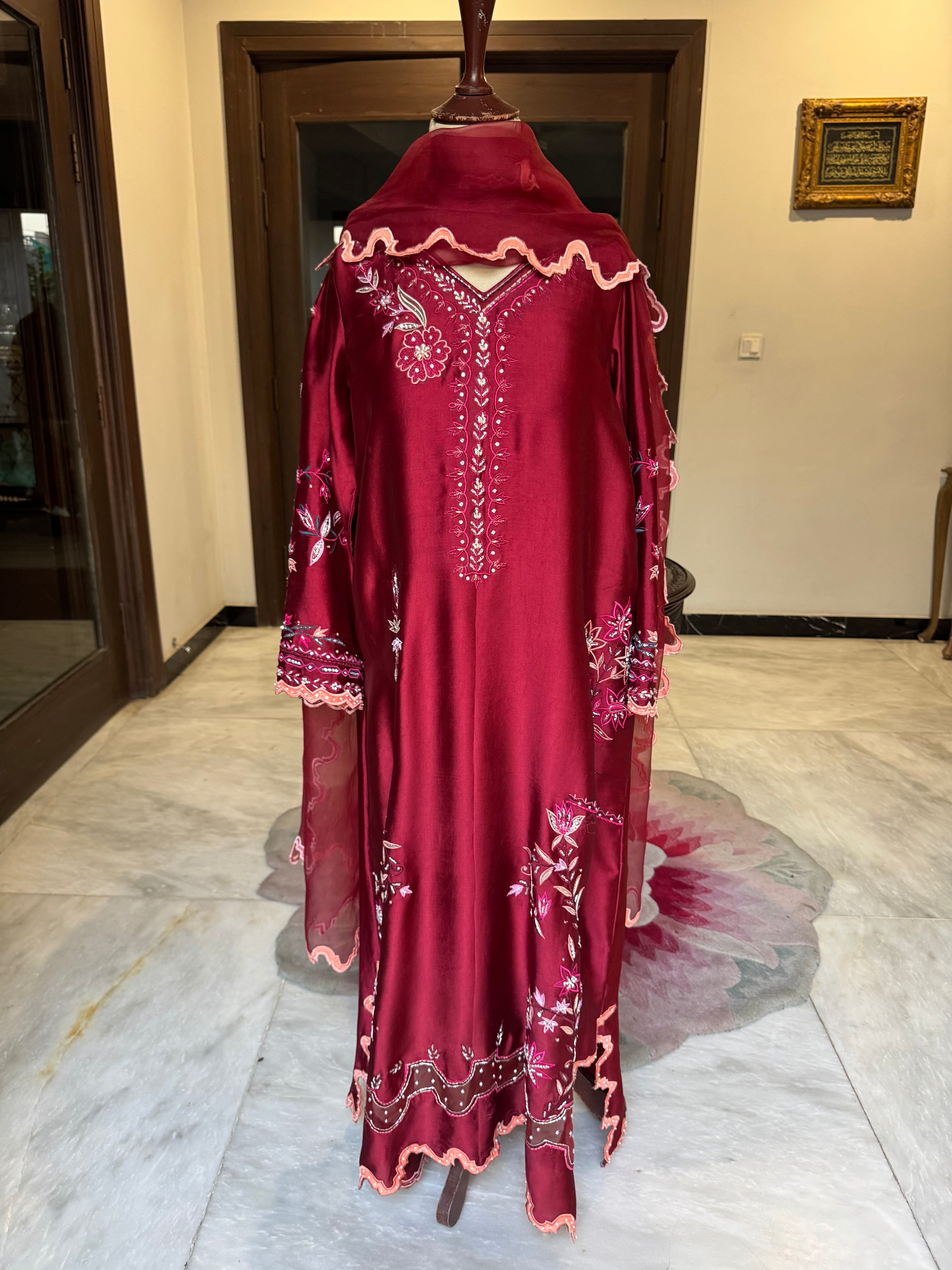 Ruby Red Handworked Kaftan