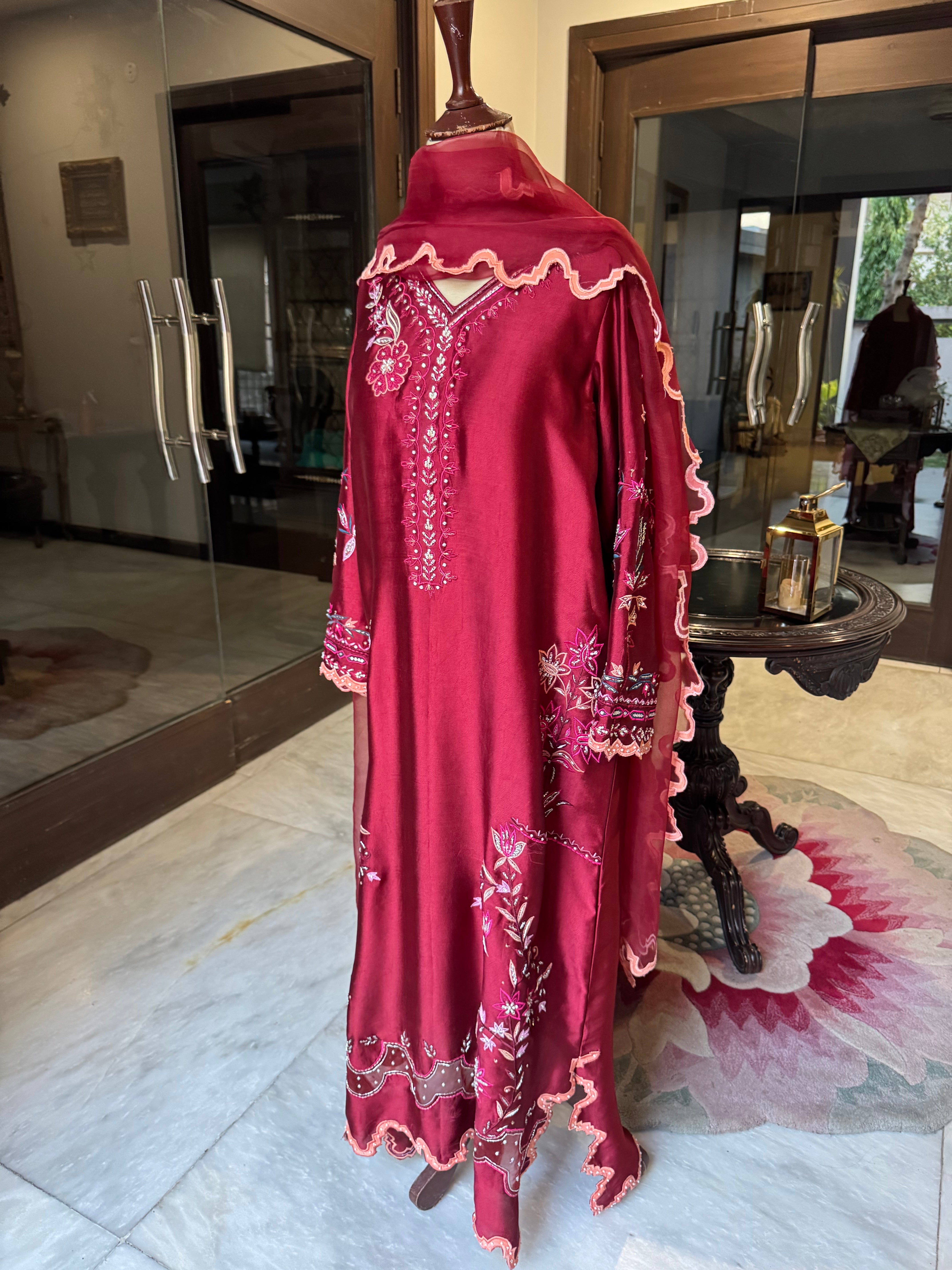 Ruby Red Handworked Kaftan