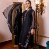 2piece Black Elegance Fully Embroidered Cotton Net Shirt with Scalloped Dupatta