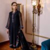 2piece Black Elegance Fully Embroidered Cotton Net Shirt with Scalloped Dupatta - Image 2