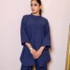 2 piece Navy Blue: Effortless Summer Daily Wear with Button-Down Shirt and Straight Pants