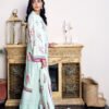 "Sea Green Block Print Attire with Hand Embellishments and Silk Dupatta" - Image 4