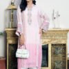 "1 Piece Elegant Pink Ombré Tie-Dye Attire with Handmade Adda and Silver Embellishments" - Image 4