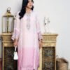 "1 Piece Elegant Pink Ombré Tie-Dye Attire with Handmade Adda and Silver Embellishments" - Image 3