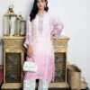 "1 Piece Elegant Pink Ombré Tie-Dye Attire with Handmade Adda and Silver Embellishments"