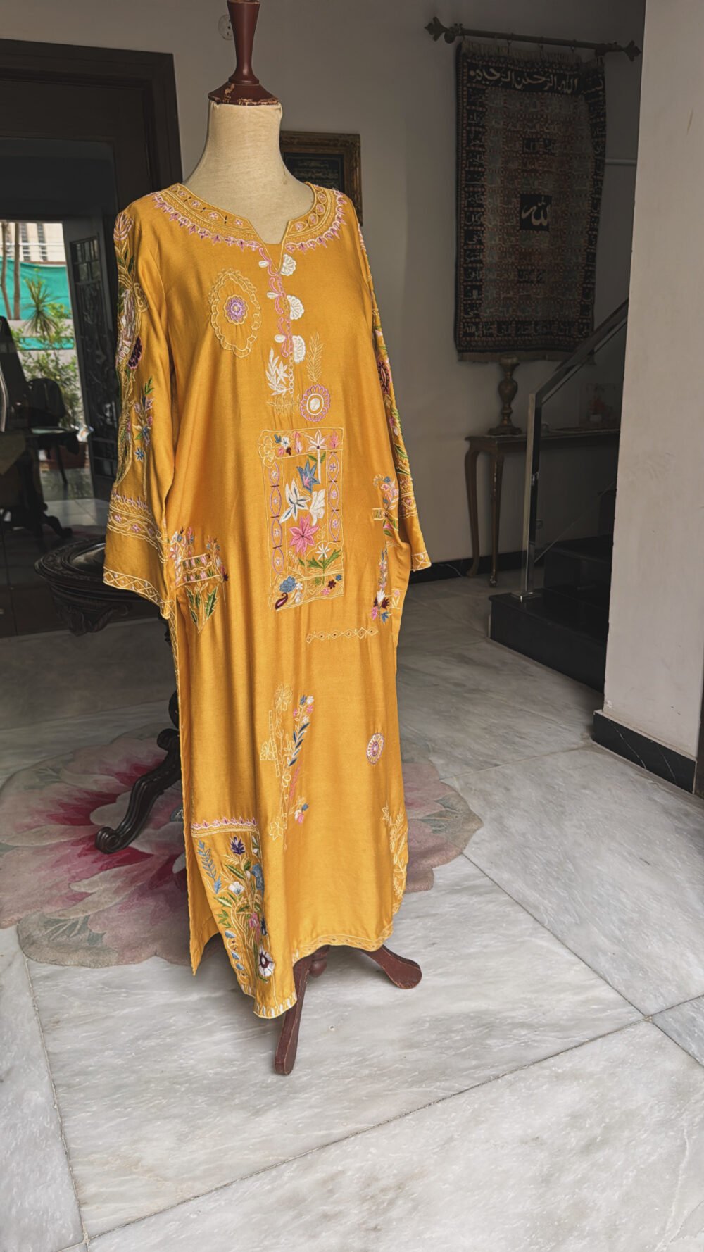 Mustard Tulip Kurta on Pure Cotton Net
