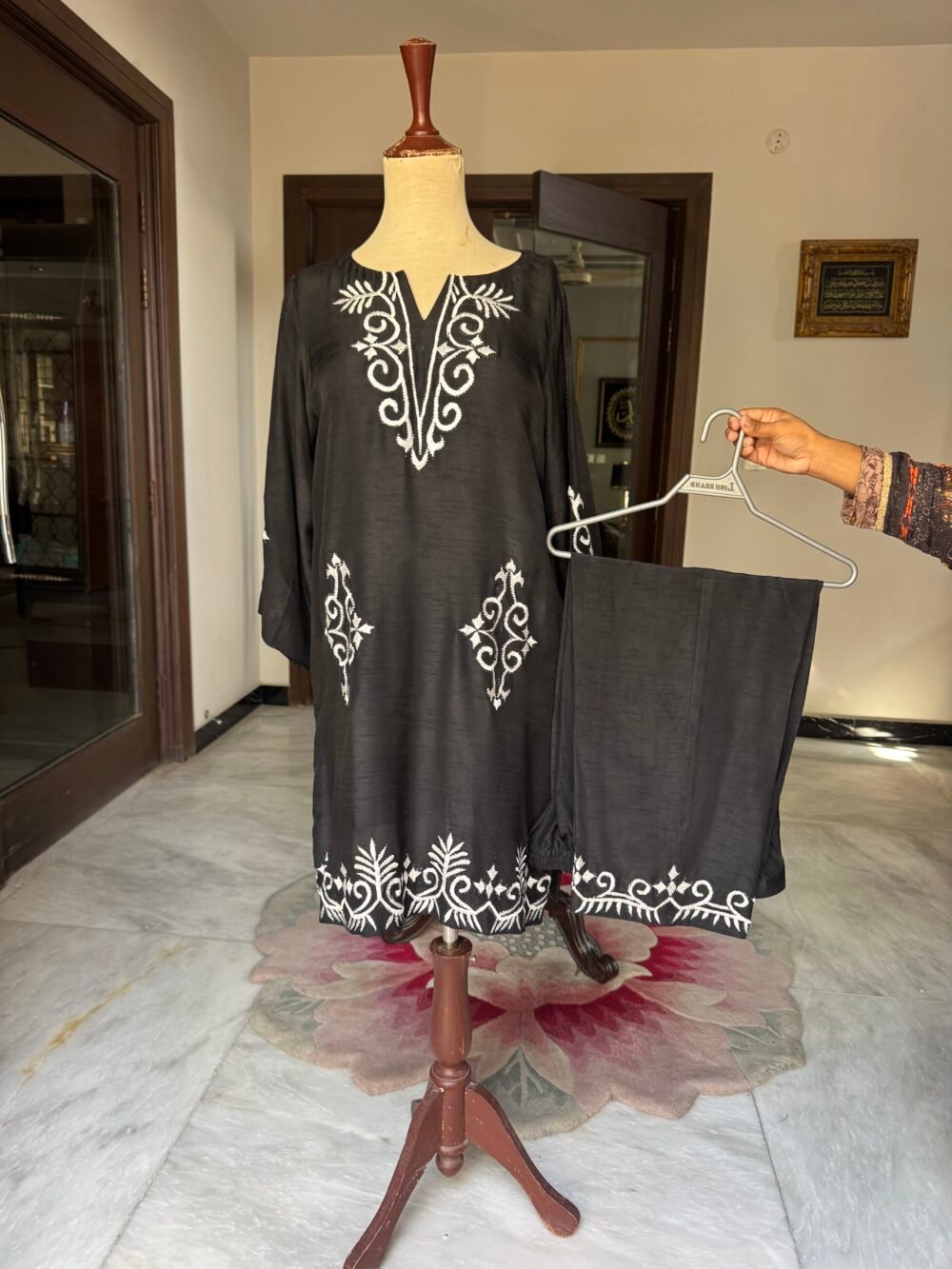 Fully Embroidered Raw Silk Co-ords (2 Piece)