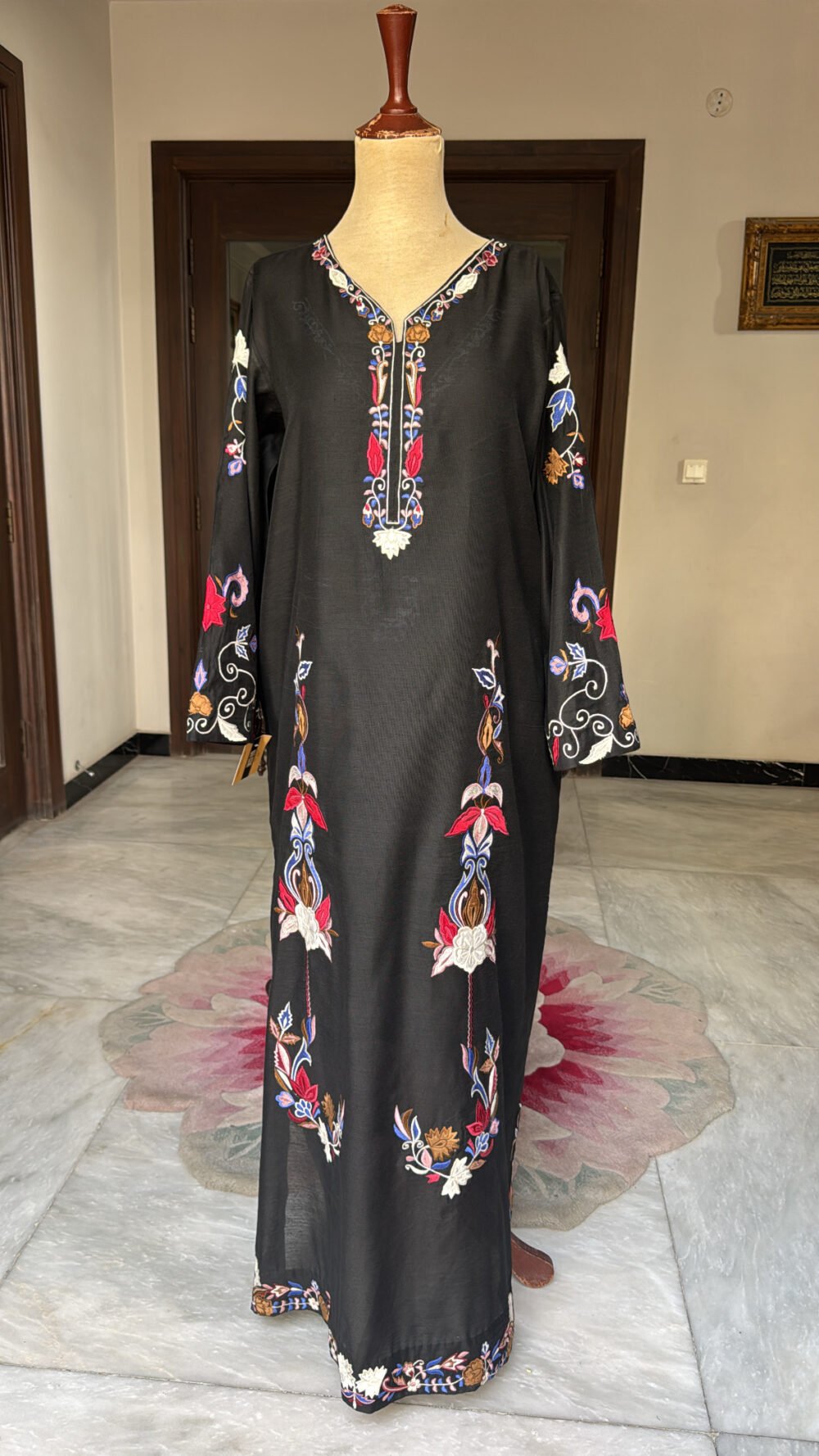 Black Bloom Fully Embroidered Kaftan