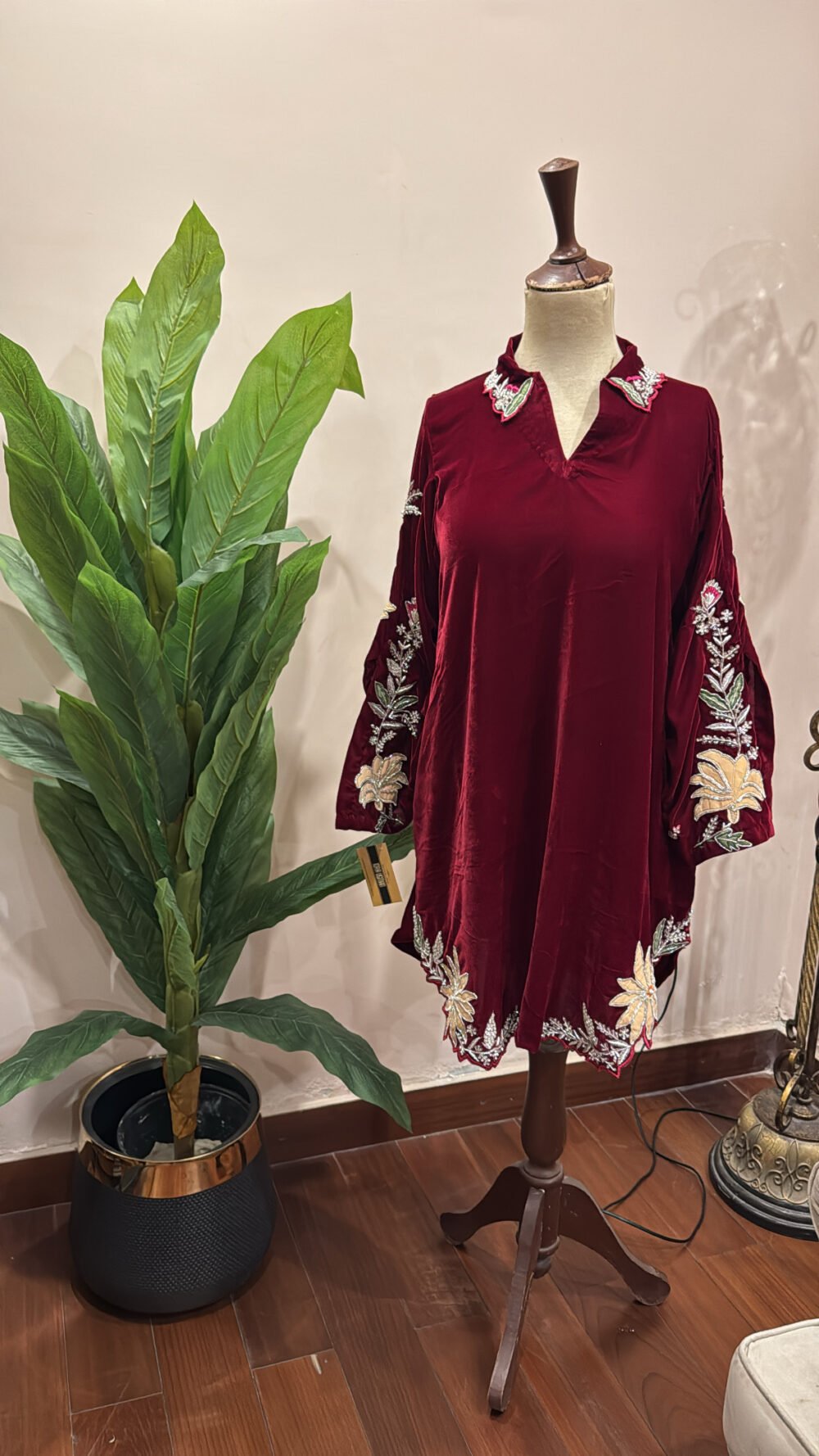 Luxury Velvet Formal Cape Set with Handcrafted Details