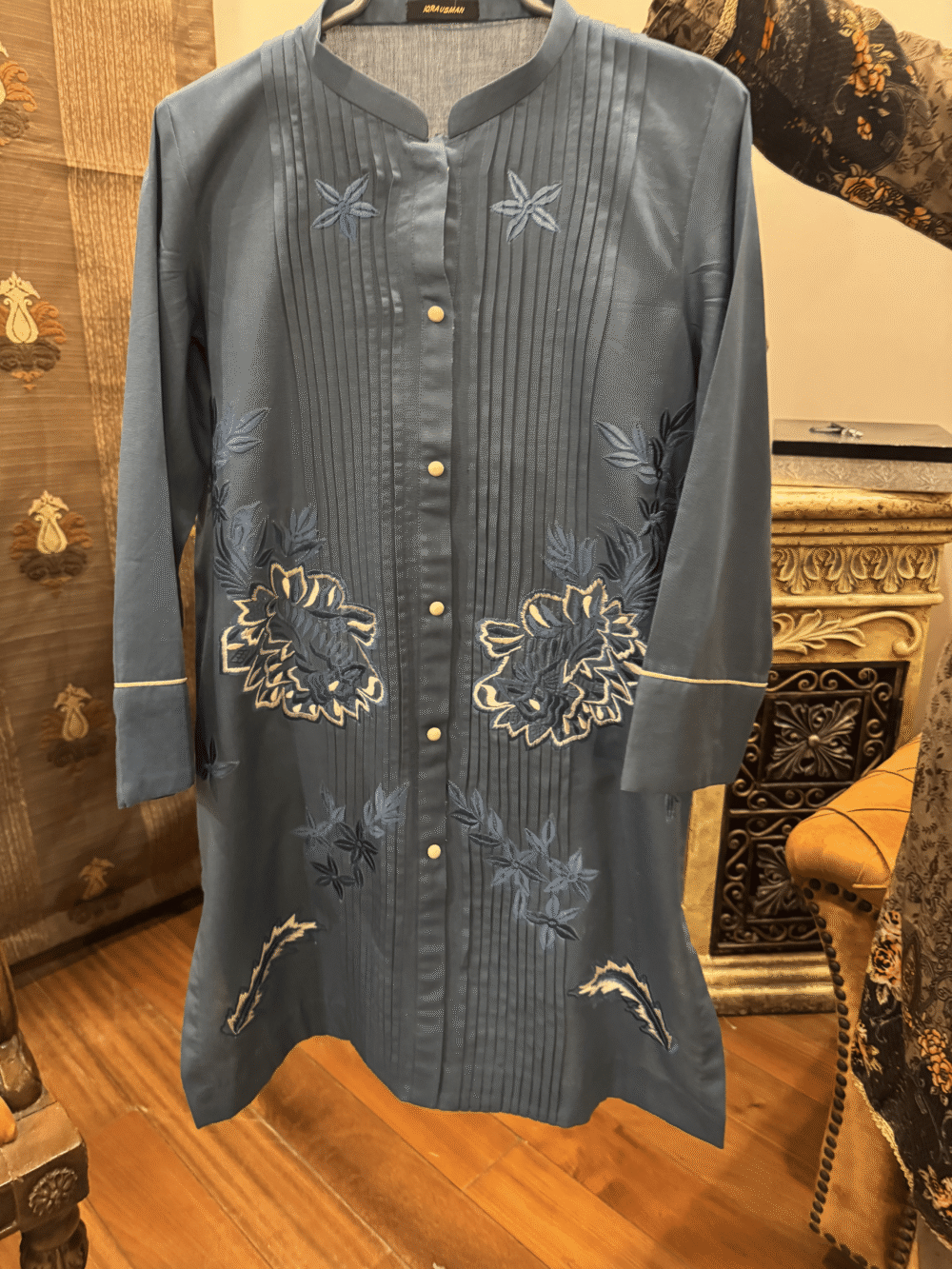 Powder Blue Winter Co-ord Set – Cozy Elegance in Karandi