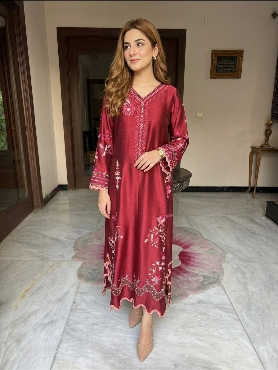 Ruby Kaftan – Exquisite Embroidered Luxury Ensemble