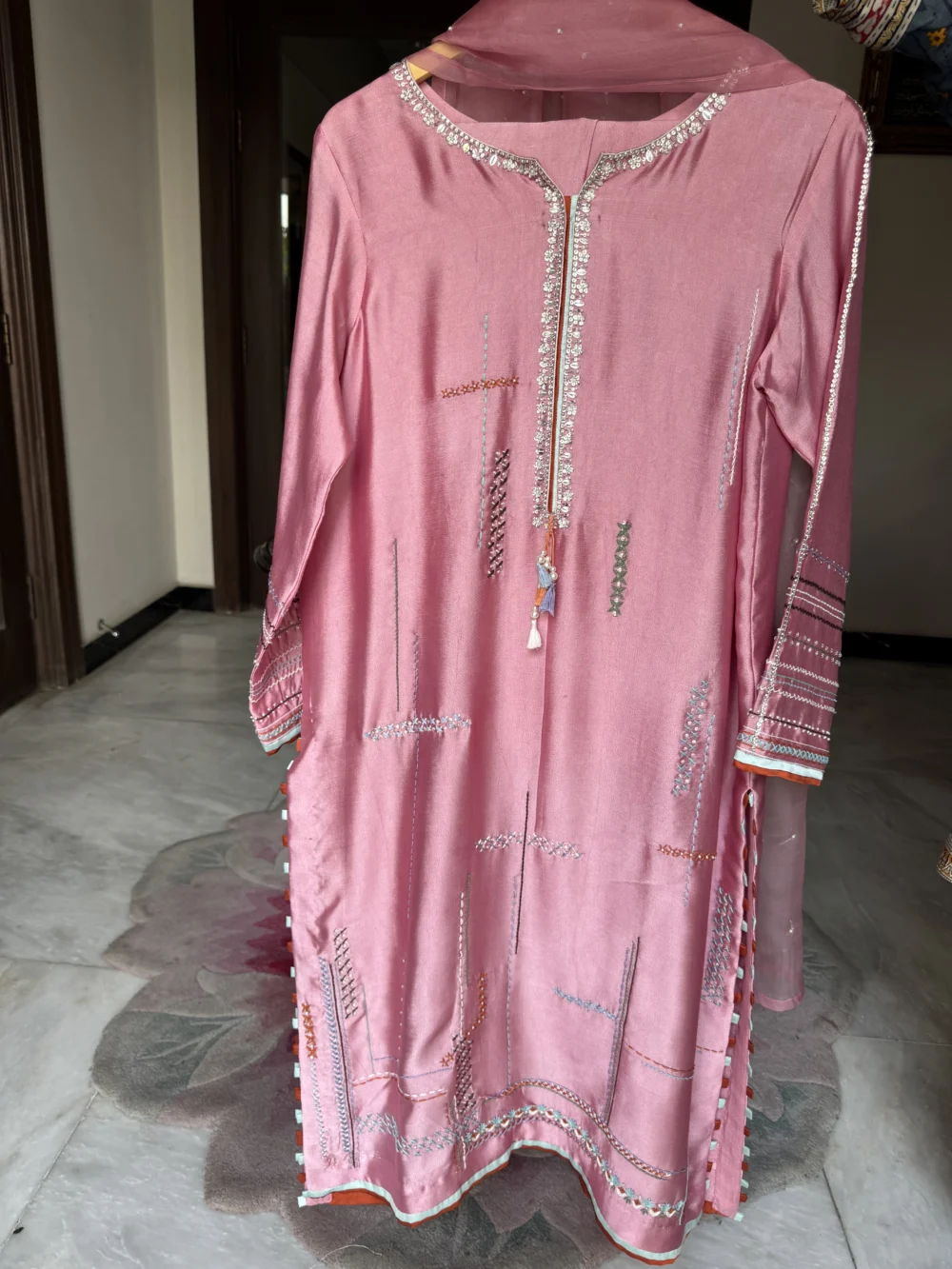 Blush Pink – Hand Embroidered Luxury Three Piece Ensemble