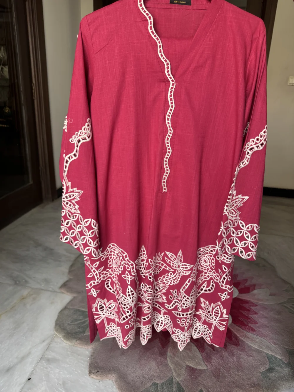 Slub Lawn Co-Ord Set – Fully Embroidered with Cutwork Pants